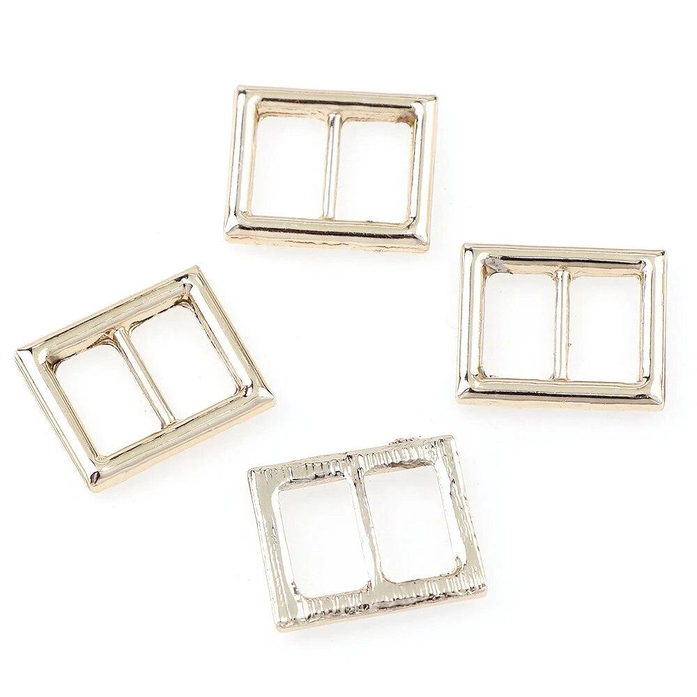 10pcs Buckle Heart Square Oval Round Ribbon Slider Ribbon Buckles for DIY Craft Silver 5 Shape