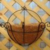 Iron Hanging Flower Pot Basket Coconut Palm Pad Wall Mounted Flowerpot Strong Wrought Iron Frame Detachable Chain for