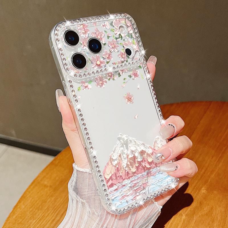 Colorful Floral Pattern Diamond Case For iPhone 17 Pro Max Funda iPhone 16 15 14 13 Pro Max Clear TPU Silicone Soft Cover