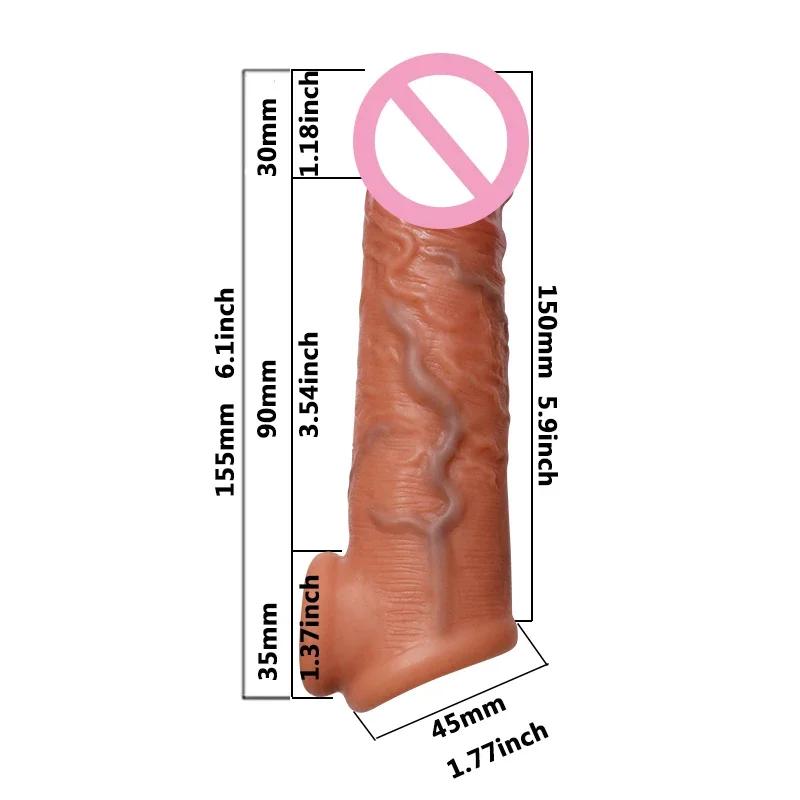 Velkoobchod Soft Realistic Penis Sleeve Extender Big Dick Bold Cock Head Head Zvětšení Muž Muži Muž Zpoždění ejakulace