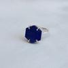 Hexagon Prong Set Lapis Lazuli 925 Sterling Silver Ring Jewelry, Handmade Lapis Ring Jewelry