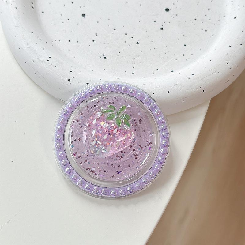 Strawberry Pearl Magnetic Phone Holder - 3D Creative Korean Girly Decor