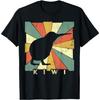 Kiwi Vogel Silhouette Retro Sonnenuntergang Grafik T-Shirt Herren Lässig Baumwolle Kurzarm T-Shirt