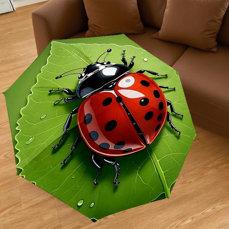 1pc ladybug leaf Automatic Open/Close Umbrella with Windproof, 8-Rib Sturdy Canopy, Durable Ribs, Fashionable Design1135A