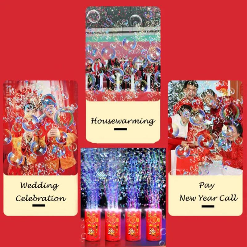 20 holes Fireworks bubble machine with 7-color LED lights bubble blower on the ground electronic automatic landing Spring Festival gift New Year toys