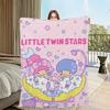 Cartoon Four Seasons Cute Warm Soft Stars Plush Twin Blanket for Sofa Living Room Office Bedroom Travel Gift Flannel Throw