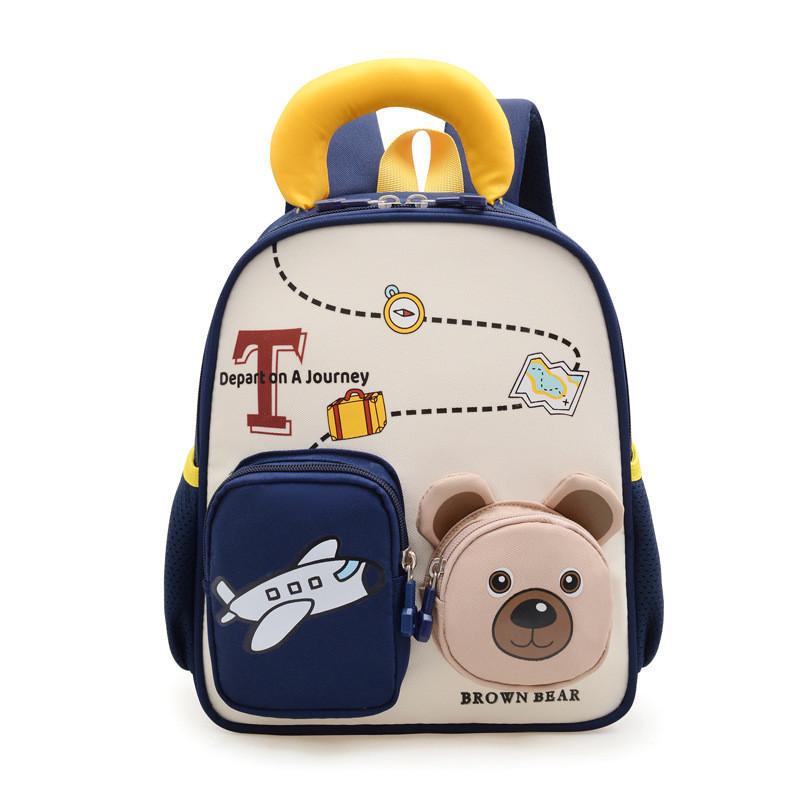 Blocking Cute Color Design Airplane Capybara Gift Printed Backpack Children