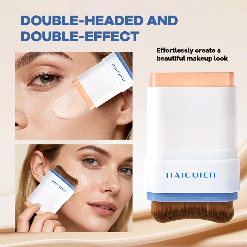 HaiCuiEr Matte Foundation Stick: Natural Concealing, Long-lasting, Skin-Brightening Double-Ended Stick
