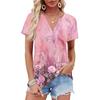 Women's Summer Short Sleeve V Neck Shirt Business Casual Loose T-Shirt Trendy Fashion Clothing Tops