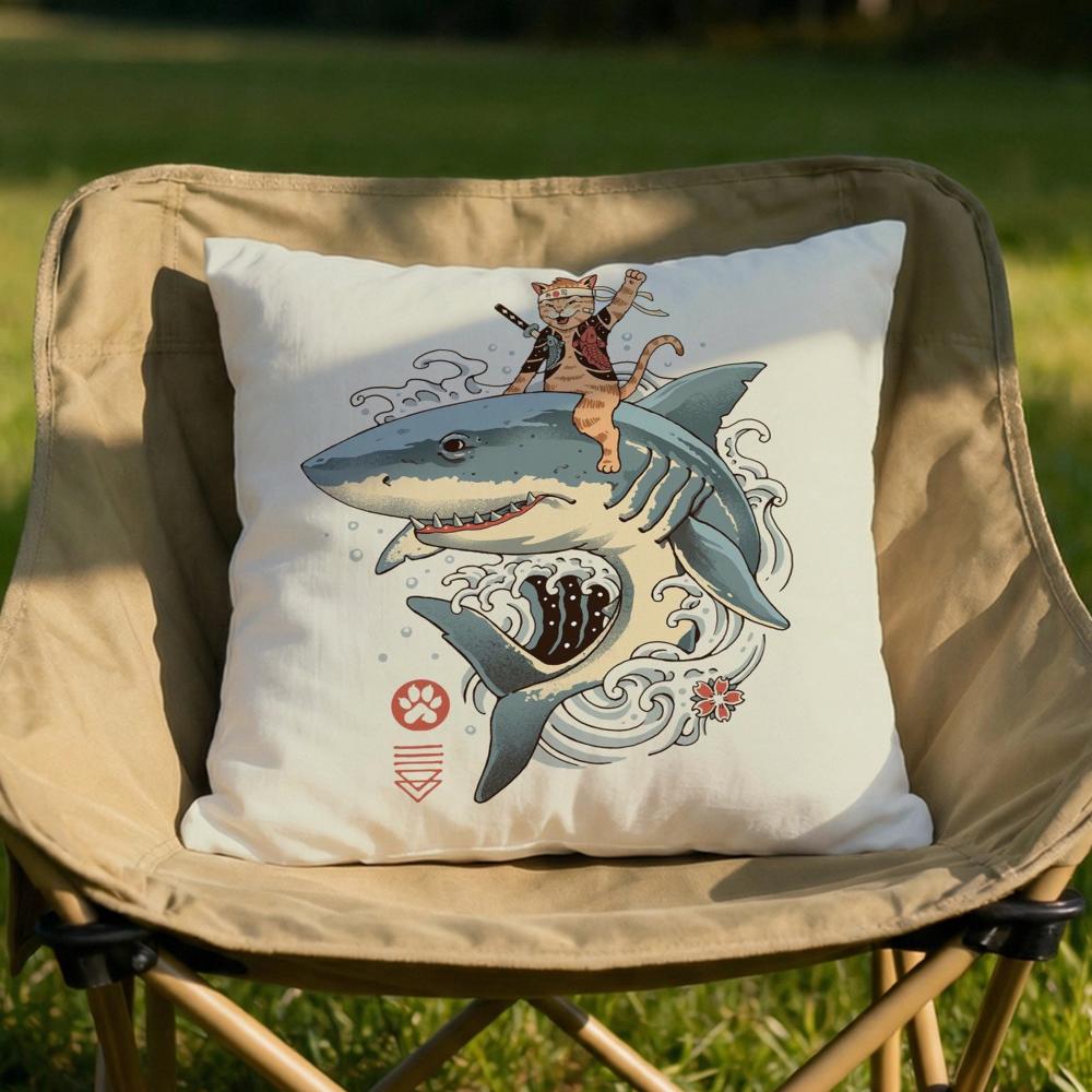 Japanese Style Cat Cushion Cover Soft Reversible  Durable Pillow Cover  MultiScene Use for Home  Car Daily Comfort