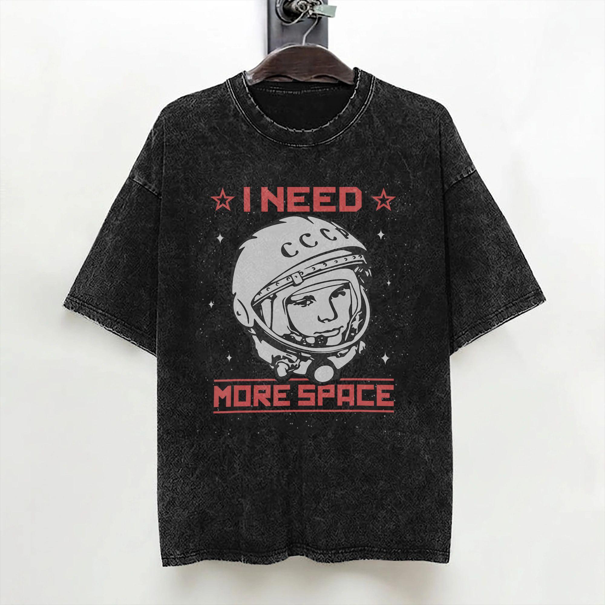 Yuri Gagarin Astronaut USSR CCCP T Shirt Washed 100 Cotton High Street TShirt  Retro Men Women Streetwear Graphic Printed Tees S