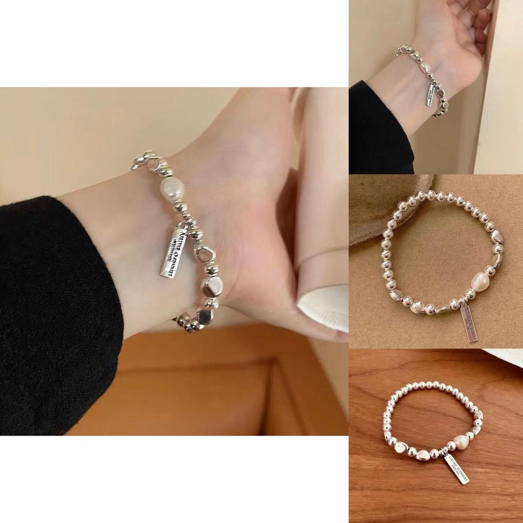 Sophisticated Pearl Silver Geometric Bracelet Exquisite Handcrafted Women's Gift