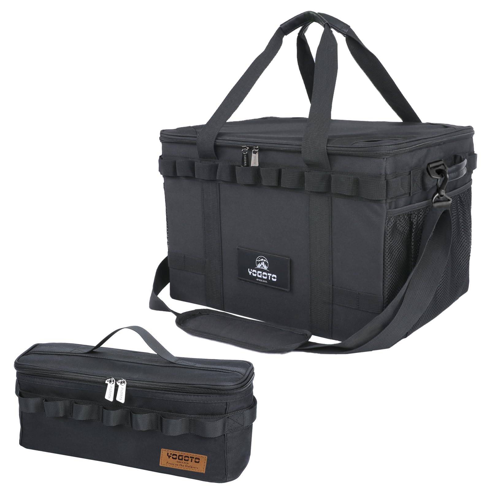 

YOGOTO Кемпинговое хранилище Мягкое снаряжение 36 л Большое Глубокое Автомобильное Многофункциональное Хранение Кемпинговое снаряжение Сетка Дейзи Плечевой и 1 Колышек Идеально для и На открытом воздухе чёрный