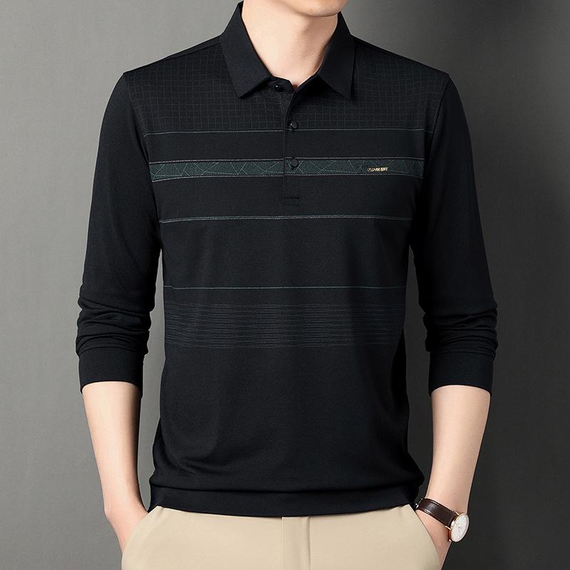 Middle-Aged Men'S Autumn Shirt Long-Sleeved Shirt Dad'S Lapel Spring And Autumn Bottoming Shirt Men'S Top