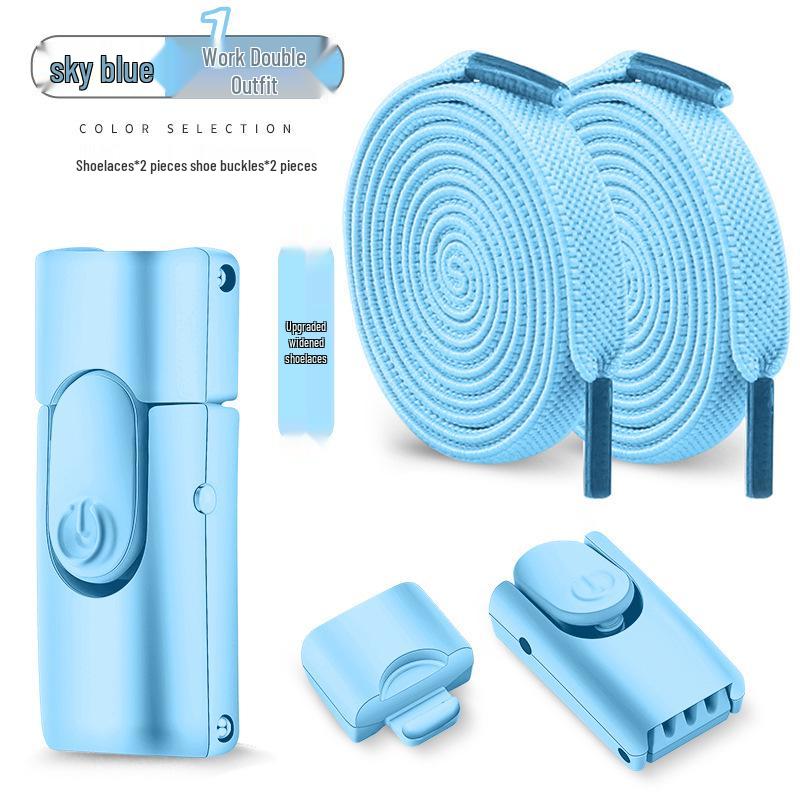 No-Tie Elastic Flat Shoelaces with Metal Buckle for Men & Women