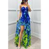 Nuovo Vestito da Donna a Rete Senza Spalline Stampato, Stile Europeo Americano Moda Casual Vestito da Festa per Donne INS Trendy