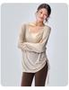 Women's Korean Style Long Sleeve V-neck Yoga Top - Loose, Breathable, Casual Sportswear