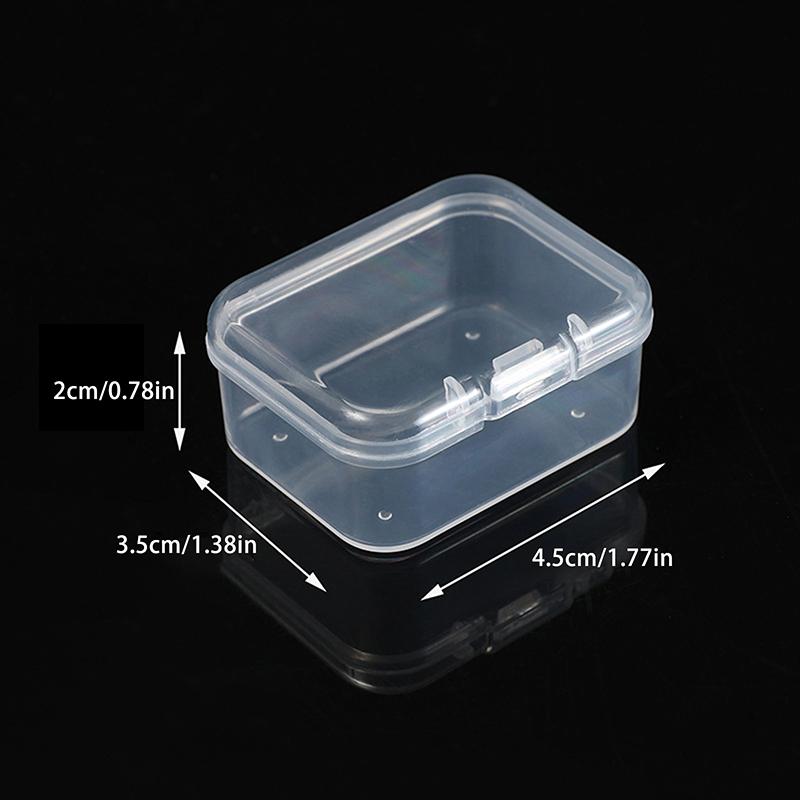 10Pcs Rectangular Transparent Plastic Box Jewelry Card Stationery Storage Box Small Item Storage Box
