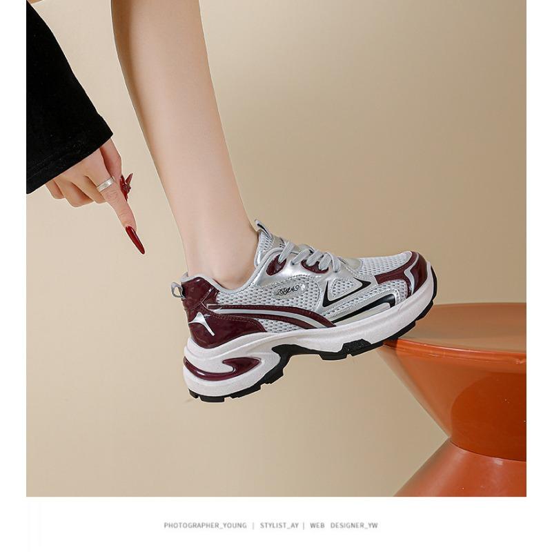 Thick Sole Height Increasing Silver Platform Women Casual Sports Chunky Dad Sneakers