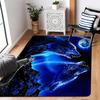 Dramatic Blue Wolf Howling Moon Area Rug Modern Forest Night Print Throw Mat for Living Room Decor