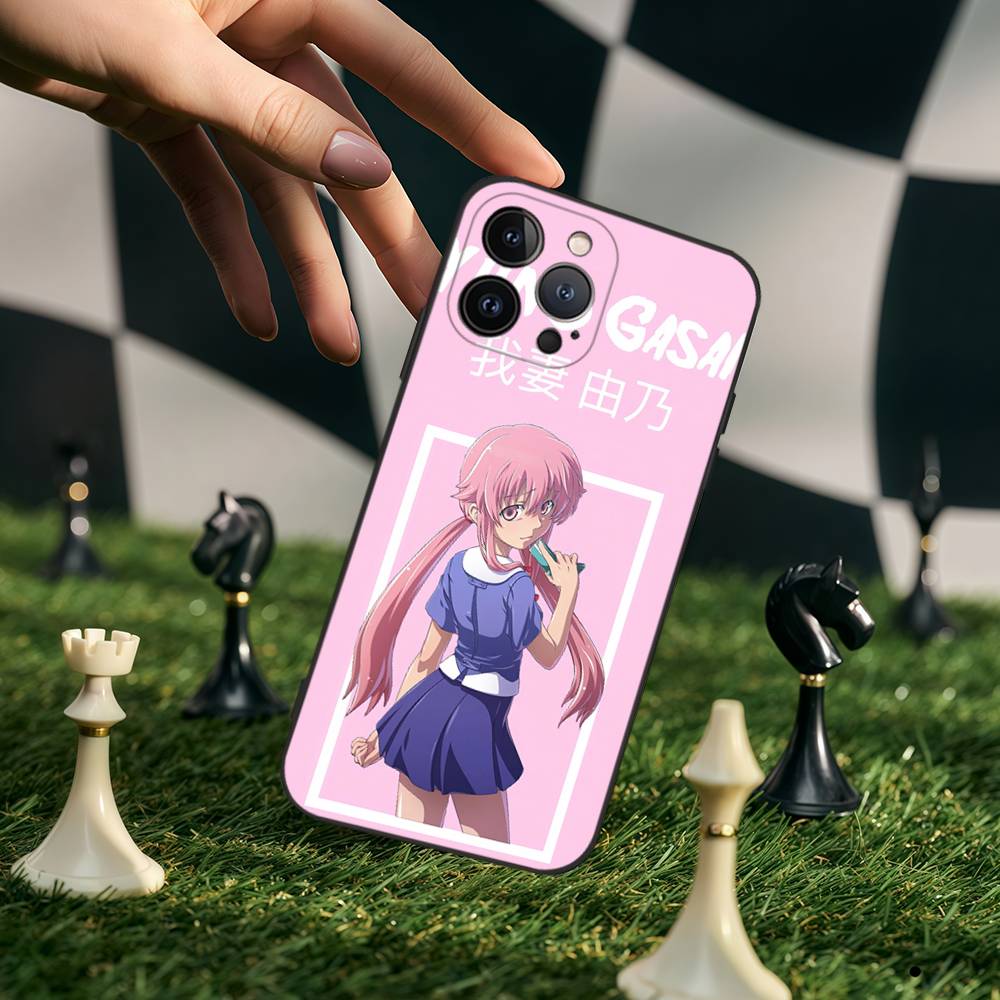 Future Diary Gasai Yuno Black Silicone Phone Case For Iphone 17 Air 16 15 14 13 12 11 Pro Max Plus Back TPU