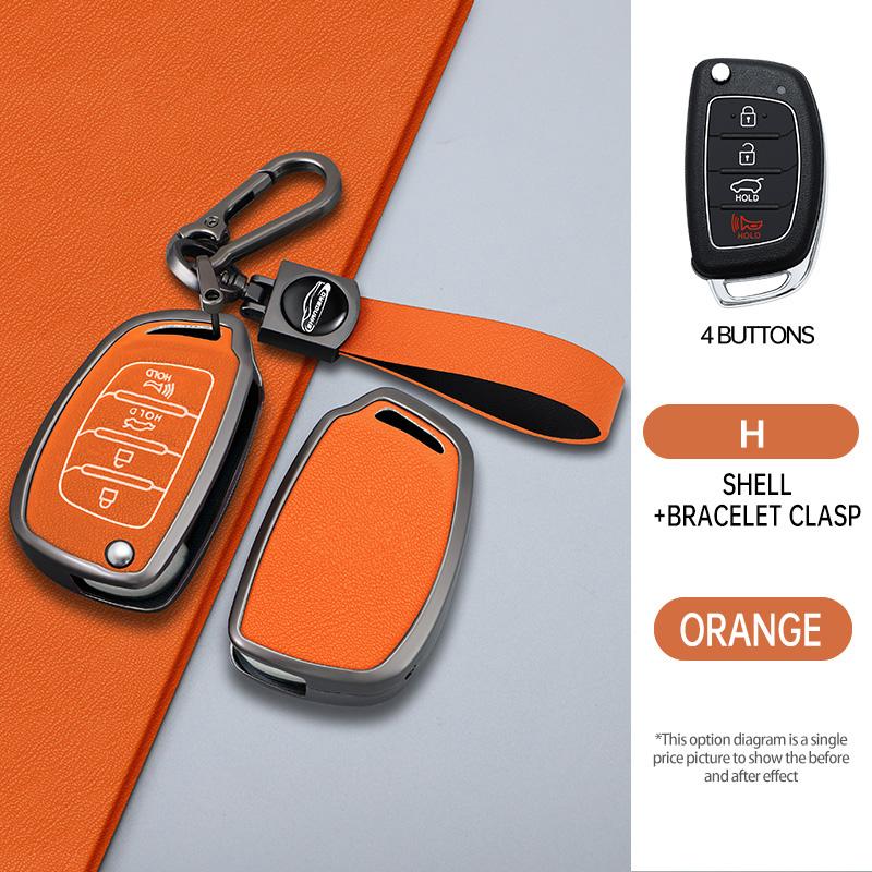 Zinc Alloy Leather Car Folding Key Cover Case Holder Keychain for Hyundai Avante I10 I20 I30 HB20 IX25 IX35/45 TUCSON Accessorie