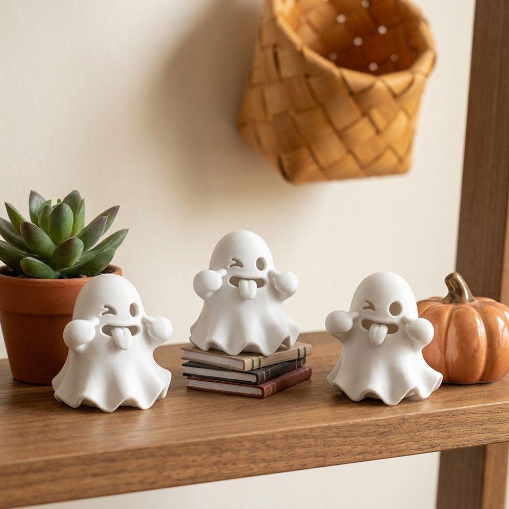 Fun Expression Cute Ghost Statues Mischievous Mini Ghost Ornaments Gift for Friend