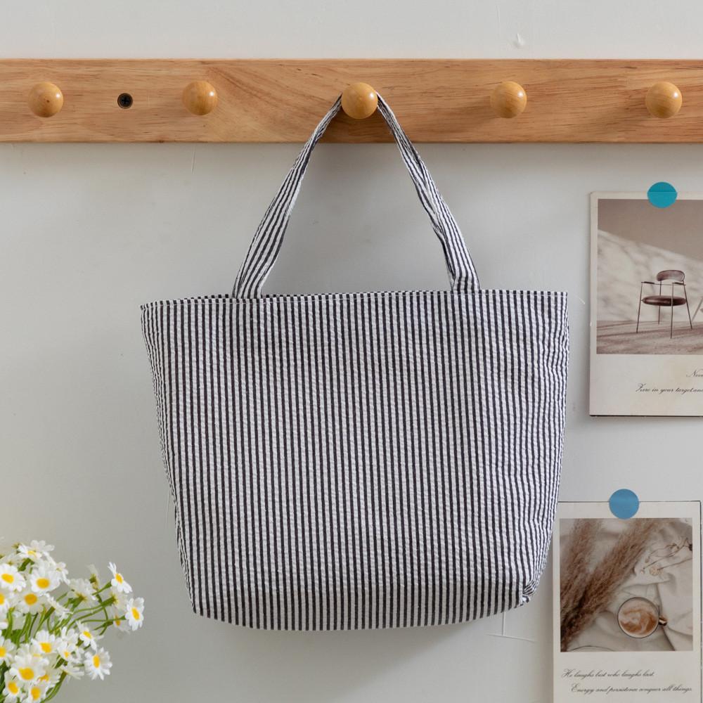 Striped Bag For Women Large Capacity Retro Casual Polyester Fashion Handbag For Daily Use