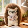Hedgehog Plush Toy with Glasses & Book Soft Stuffed Animal Fluffy Hedgehog Plush Cute Animal