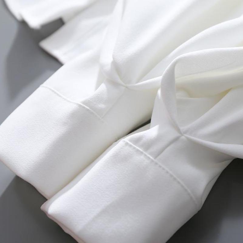 Dámské elegantní bílé černé volné halenky elegantní vintage s dlouhým rukávem a lucernou, kancelářské dámské univerzální design, elegantní dámské nové ležérní topy s výstřihem do O-neck