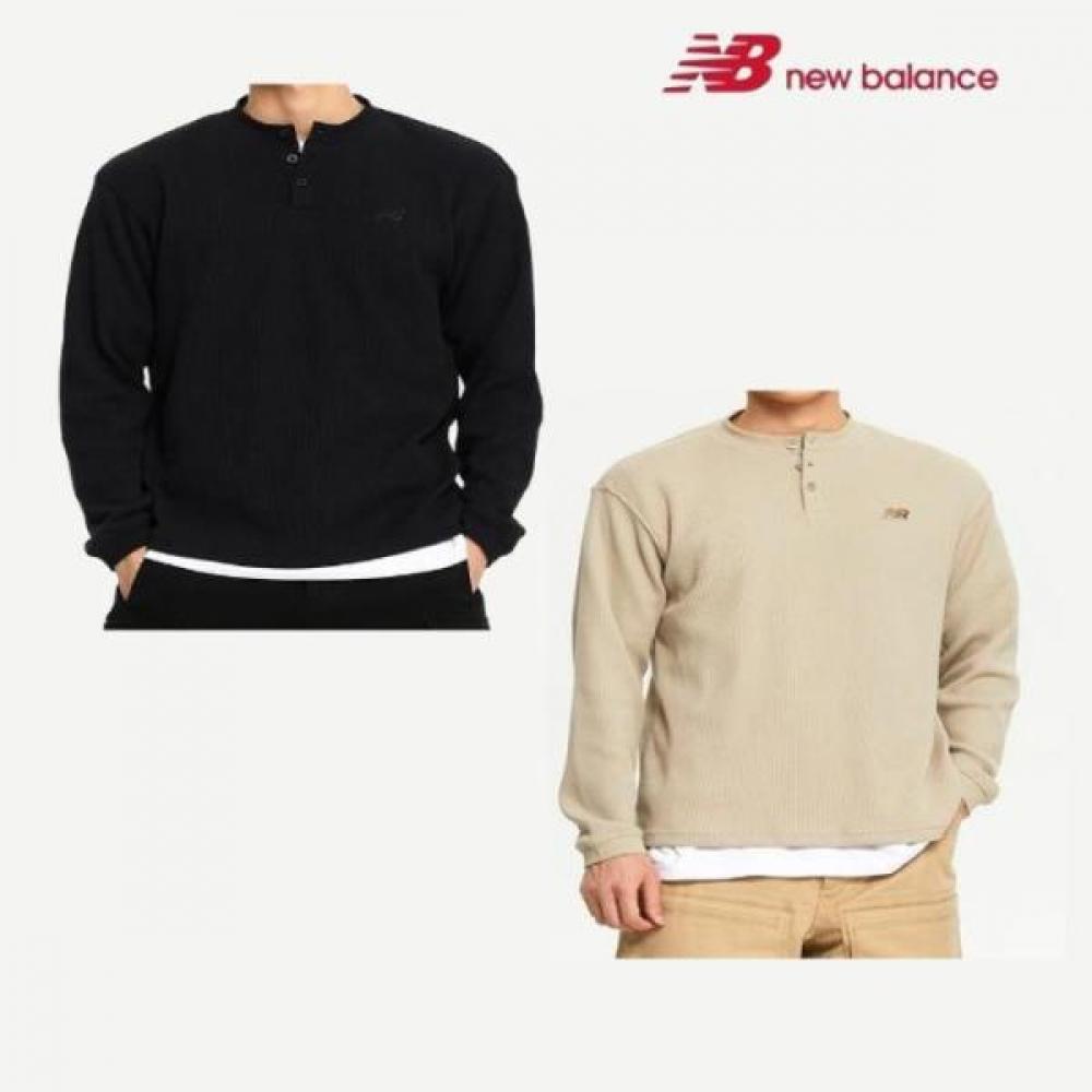 New Balance Waffle Henley Neck Long Sleeve Tee Mt43514men