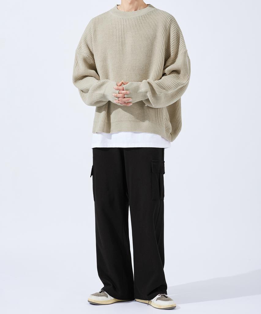 TOPBOY [Non-Fleece Or Fleece-Lined] Comfort Regular Cargo Straight Training Pants Black