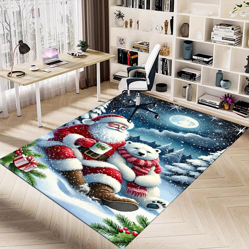 1pc Santa Claus, Polar Bear Carpet Office Rug Outdoor Mat Home Decor Area Carpet Festival Gift Office desk chair carpet