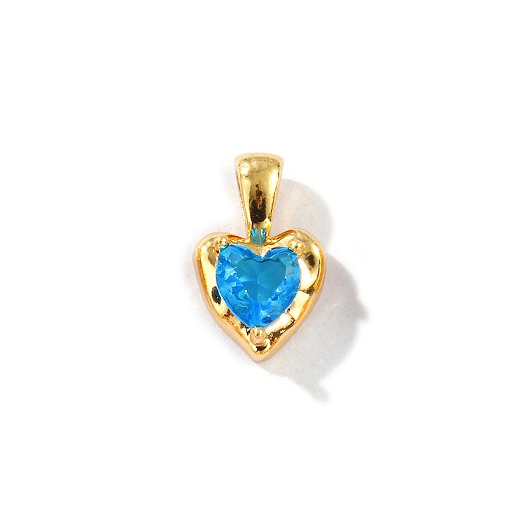 2 PCs Heart Brass & Rhinestone Birthstone Charms 18K Gold Plated Pendants For DIY Necklace Earrings Jewelry Making 12.5mm x 8mm