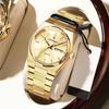 Trend Fashion Men's Watches Waterproof Stainless Steel Women Quartz Wristwatch Luminous Date Week Green Dial Simple Dress