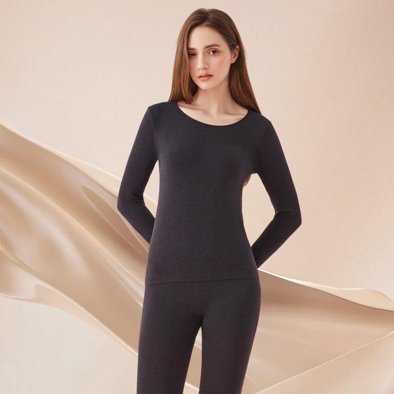 Бесшовная базовая футболка из модала с гиалуроновой кислотой - Эластичная, дышащая, теплая, универсальная для осени/зимы One Size