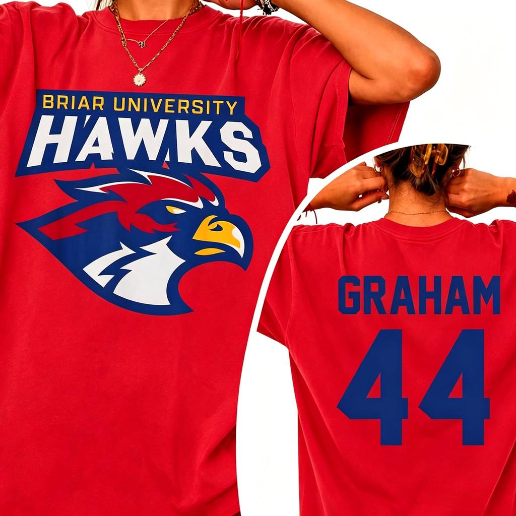Off Campus Briar Hawks Garrett Graham Graphics Unisex Cotton Shirt 2026 New Men's Women's O-neck Ice Hockey Jersey T-shirt Daily Wear Cool Top