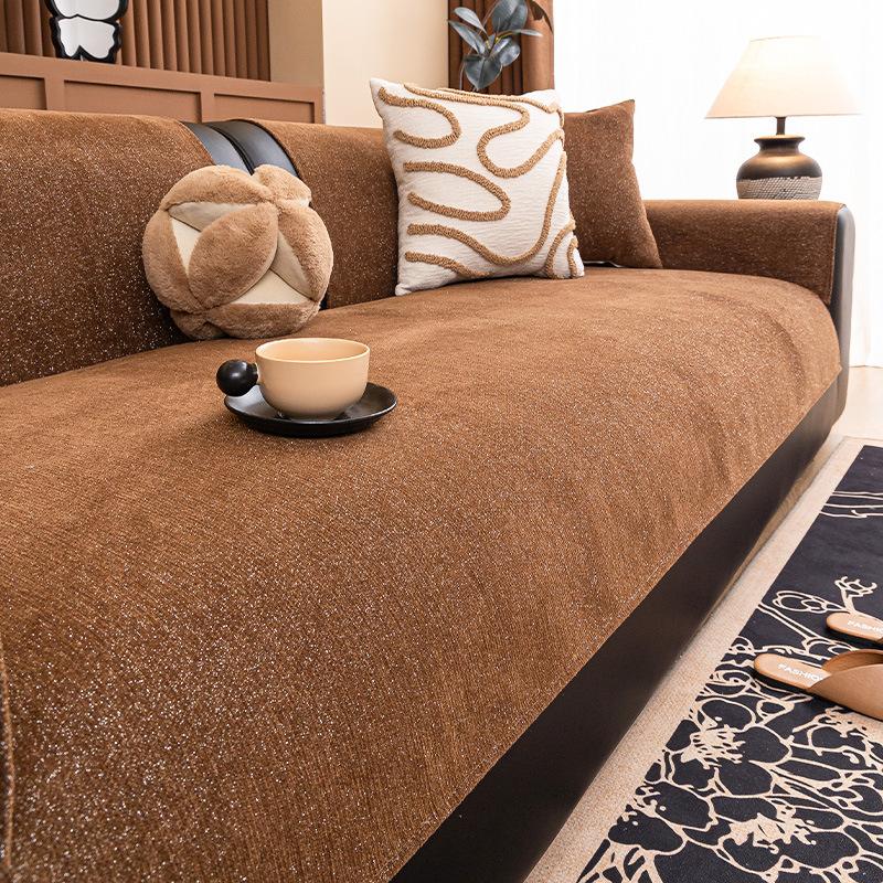 2025 New Light Luxury Premium Chenier Sofa Cushion Fixed Non-slip Anti-cat Scratch Straight Row Sofa Cushion