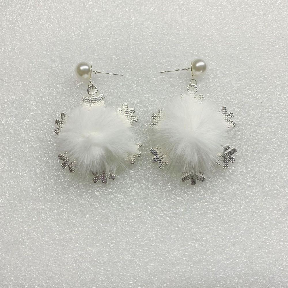 Bowknot Xmas Earrings Snowflake Design Pearl Studs New Christmas Earrings  Women Gift