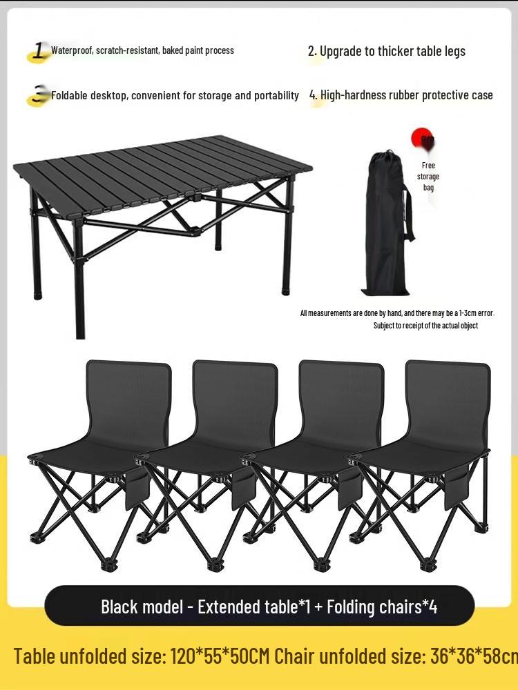 Portable Folding Table and Chair Set for Camping, Picnics, Beach, Barbecue, Car, or Sketching