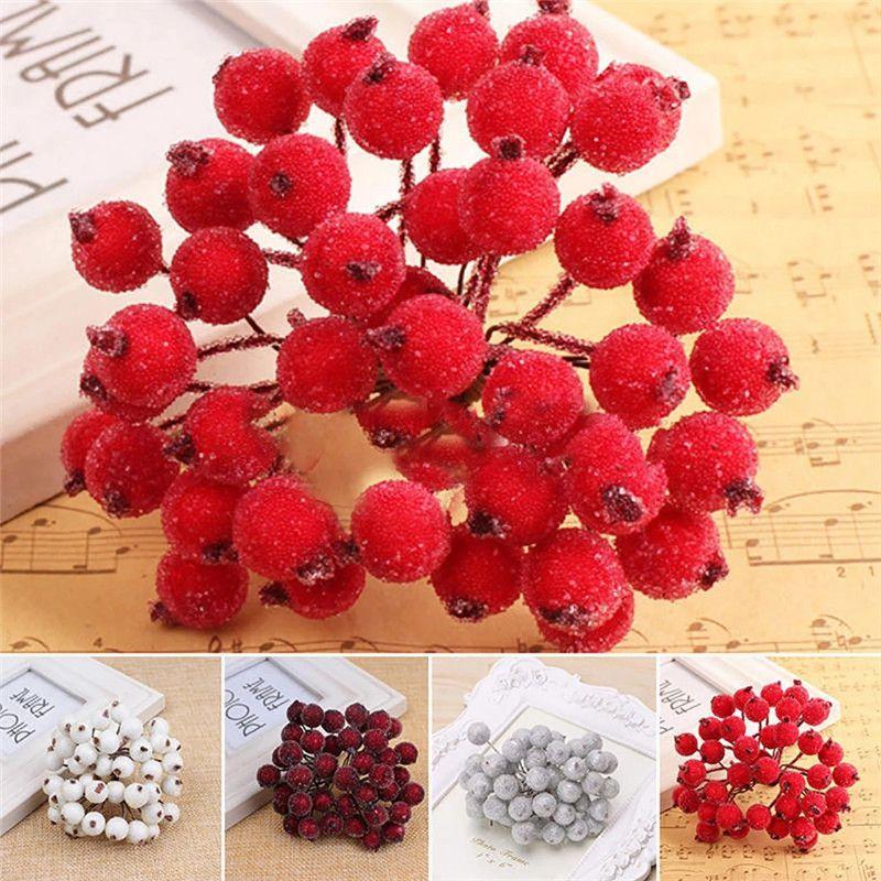 Bright And Festive Mini Christmas Foam Frosted Holly Berry Flower For Your Home