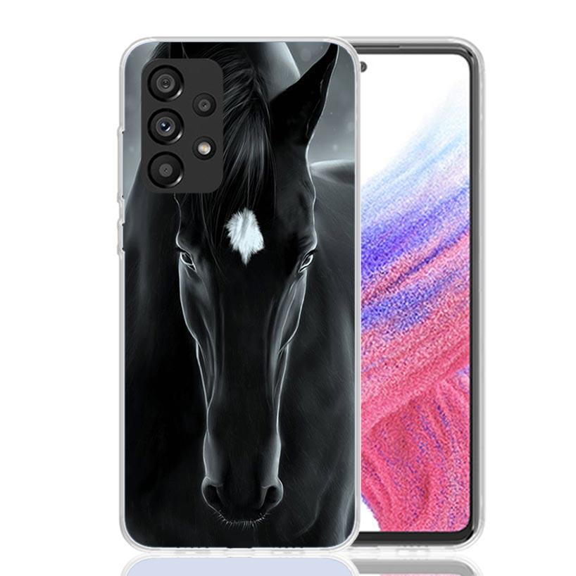 Animal Black Horse Phone Case For Samsung Galaxy A13 A14 A15 A16 A17 A53 A54 A55 A56 A33 A34 A35 A36 A23 A24 A25 A26 A05S A04S G