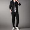 Men's Wool Casual Hooded Sports Suit - Spring/Autumn Two-Piece Set