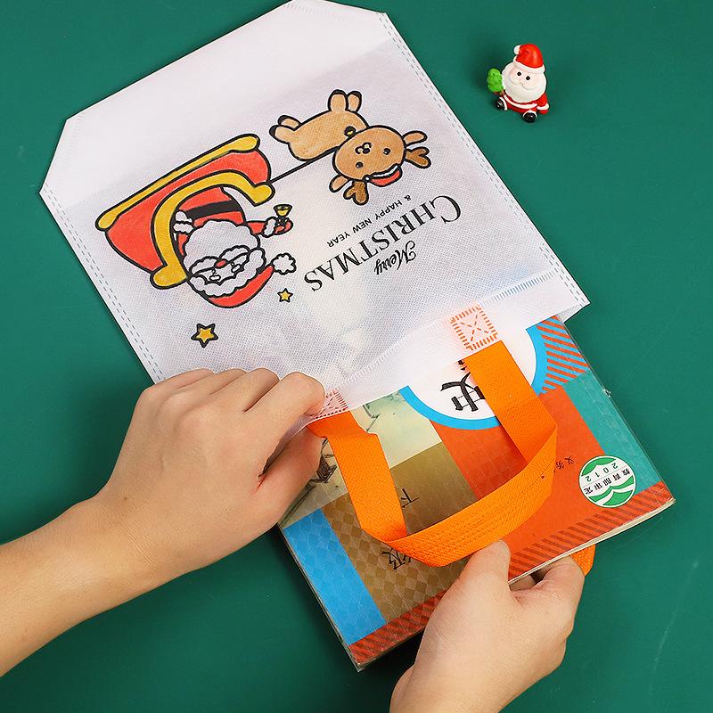 Children Graffiti Bag with Coloring Marker Christmas Gift for Child DIY Painting Non-woven Shopping Bag Kids Drawing Gift Bag