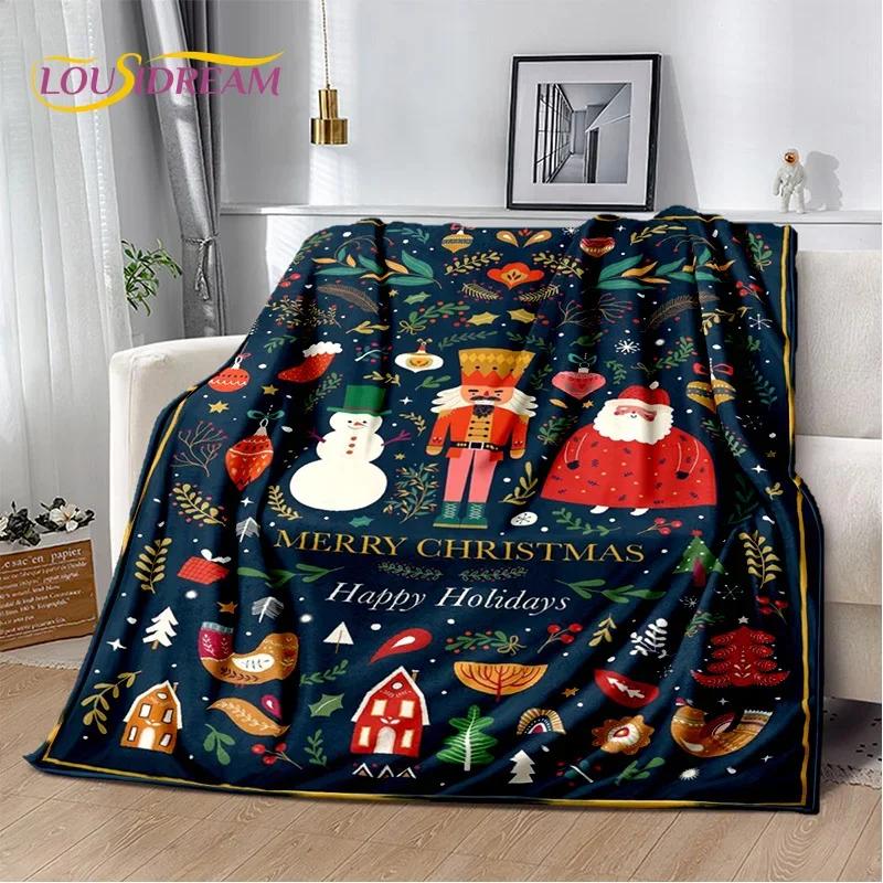 Christmas Tree New Year Nutcracker Cartoon Fairy Tales Blanket,Soft Throw Blanket for Home Bedroom Bed Sofa Cover Child Gift