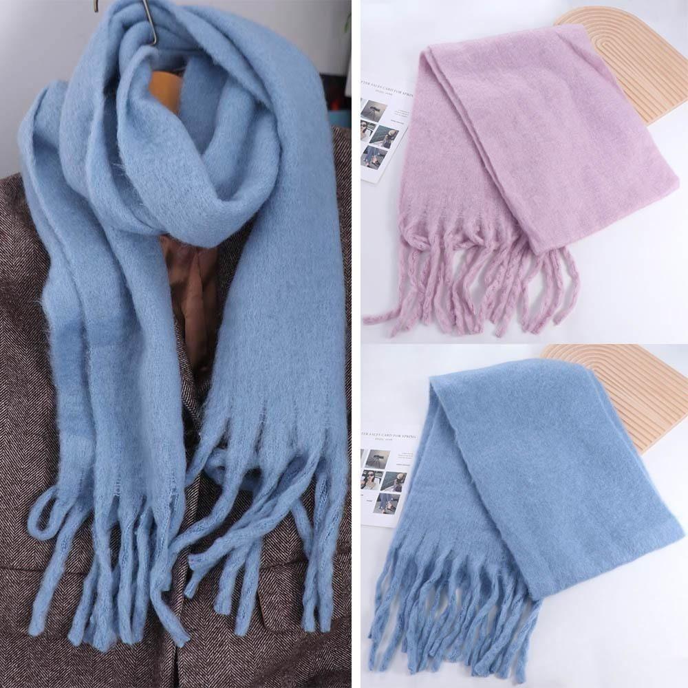 Macaron Solid Color Warm Neck Scarf Korean Style Winter Cashmere Shawl  Women