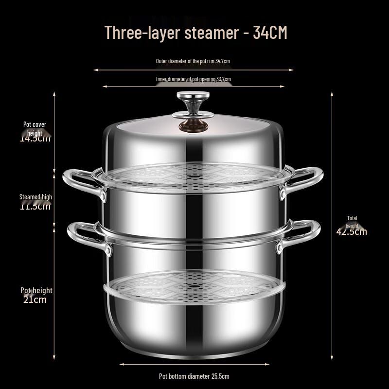 Zhuchuang Jingpin 34cm 201 Steel 2-Tier Steamer