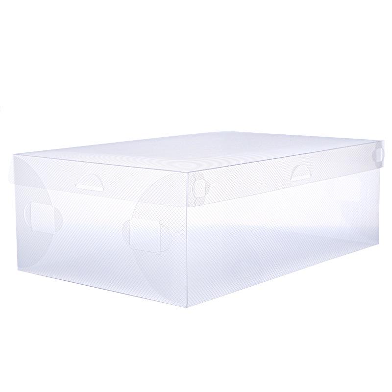 Foldable Transparent Plastic Shoe Storage Box with Moisture-Proof Flip-Top Design