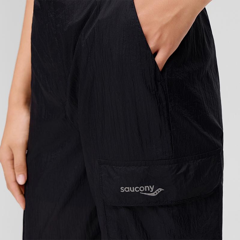 SAUCONY Logo Letter Print Comfortable Casual Loose Woven Cargo Pants Women Pants Black SC1249120A-BK01