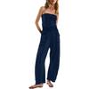 Women's Strapless Off-Shoulder Jumpsuit One-Piece Romper with Pockets